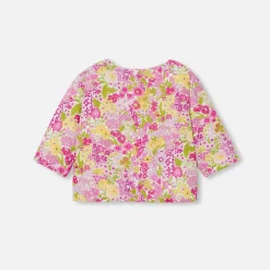 Jacadi Jumpers, Sweatshirts And Cardigans|Baby girl cardigan in Liberty fabric Pink/Multicolour