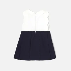 Jacadi Dresses|Baby girl ceremony dress White/Navy