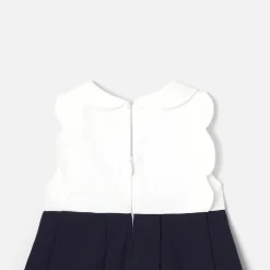 Jacadi Dresses|Baby girl ceremony dress White/Navy