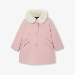 Jacadi Coats And Outerwear|Toddler Coats & Puffer Jackets|Baby girl coat in wool cloth Heather Pink