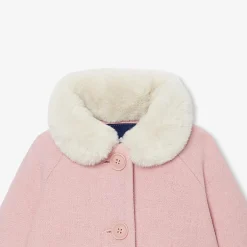 Jacadi Coats And Outerwear|Toddler Coats & Puffer Jackets|Baby girl coat in wool cloth Heather Pink