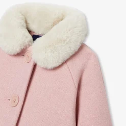 Jacadi Coats And Outerwear|Toddler Coats & Puffer Jackets|Baby girl coat in wool cloth Heather Pink
