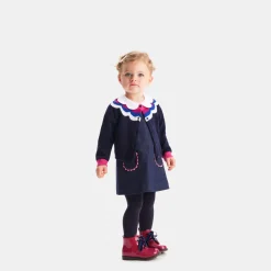 Jacadi Dresses|Baby girl denim pinafore dress Dark Denim