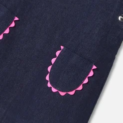 Jacadi Dresses|Baby girl denim pinafore dress Dark Denim