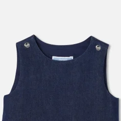 Jacadi Dresses|Baby girl denim pinafore dress Dark Denim