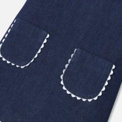 Jacadi Dresses|Baby girl denim pinafore dress Dark Denim
