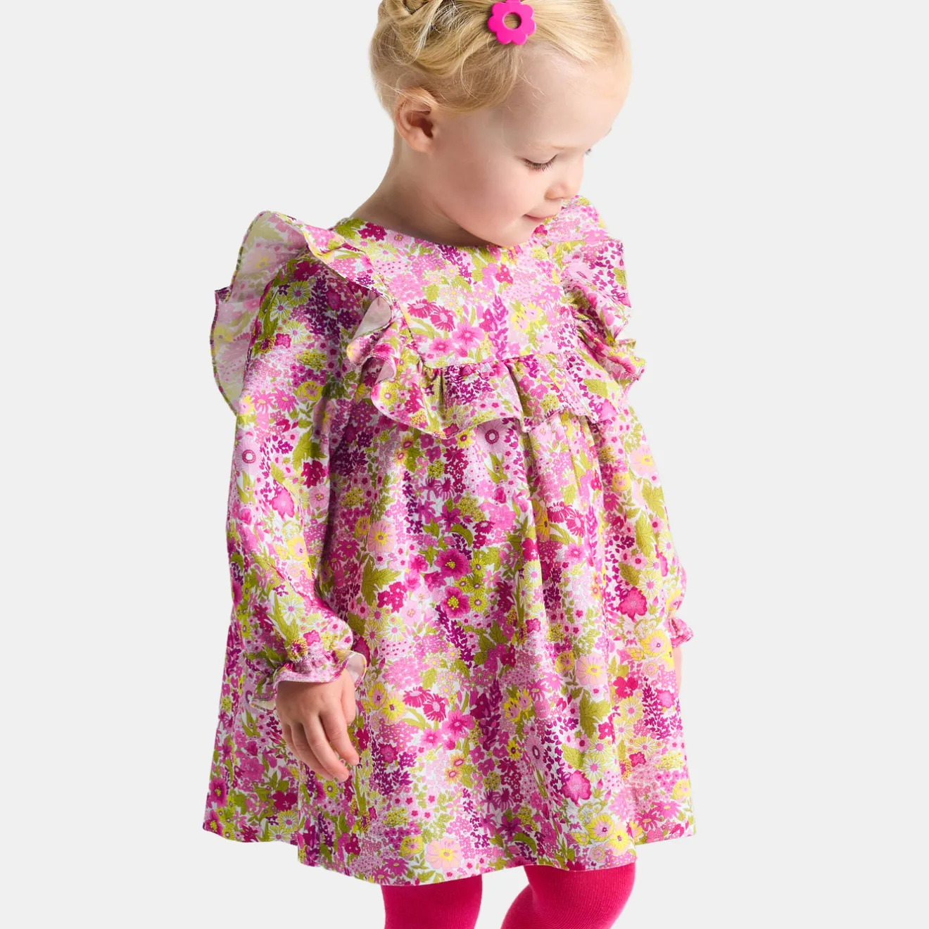 Jacadi Dresses|Baby girl dress in velvet Liberty fabric White/Multicolour