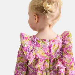 Jacadi Dresses|Baby girl dress in velvet Liberty fabric White/Multicolour