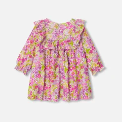 Jacadi Dresses|Baby girl dress in velvet Liberty fabric White/Multicolour