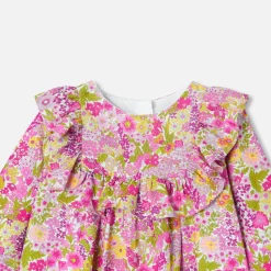 Jacadi Dresses|Baby girl dress in velvet Liberty fabric White/Multicolour