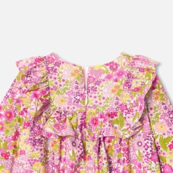 Jacadi Dresses|Baby girl dress in velvet Liberty fabric White/Multicolour