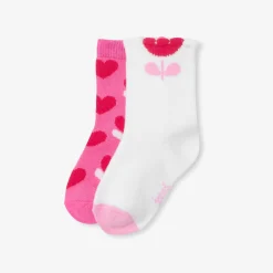 Jacadi Tights, Socks And Booties|Accessories|Baby girl duo of socks Pink/Multicolour