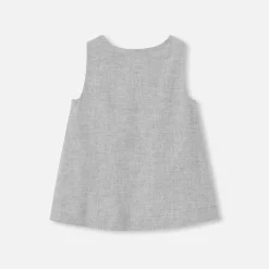 Jacadi Dresses|Baby girl flannel pinafore dress Jacadi light Heather Grey