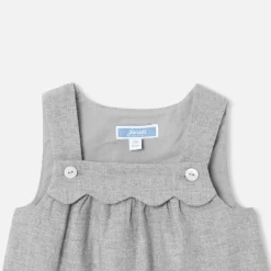 Jacadi Dresses|Baby girl flannel pinafore dress Jacadi light Heather Grey