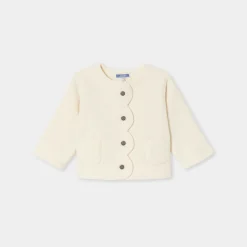 Jacadi Cardigans, Sweaters And Sweatshirts|Baby girl fleece cardigan Jacadi soft white
