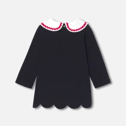 Jacadi Dresses|Baby girl fleece dress Jacadi Navy