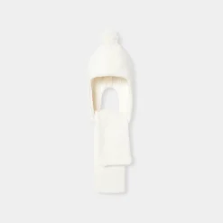 Jacadi Beanies, Scarves And Gloves|Accessories|Baby girl hat with a scarf Jacadi soft white