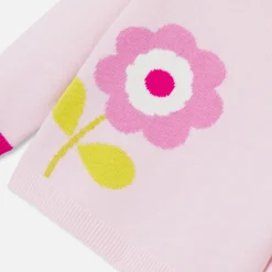 Jacadi Cardigans, Sweaters And Sweatshirts|Baby girl intarsia flower sweater Jacadi Powder Pink