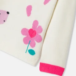 Jacadi Cardigans, Sweaters And Sweatshirts|Baby girl intarsia flower sweater Soft White/Multicolour