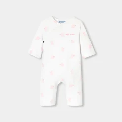 Jacadi Bloomers, Overalls And Sets|Baby girl jersey jumpsuit White/Pink