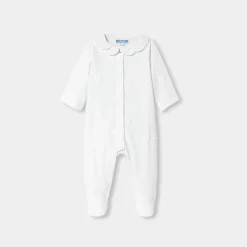 Jacadi Pajamas|Baby girl jersey pajamas with cloud motif Jacadi White