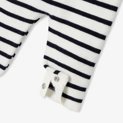Jacadi Bloomers, Overalls And Sets|Baby girl jumpsuit in garter stitch Navy/White