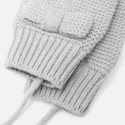 Jacadi Accessories|Winter Accessories|Baby girl knitted mittens Jacadi light Heather Grey
