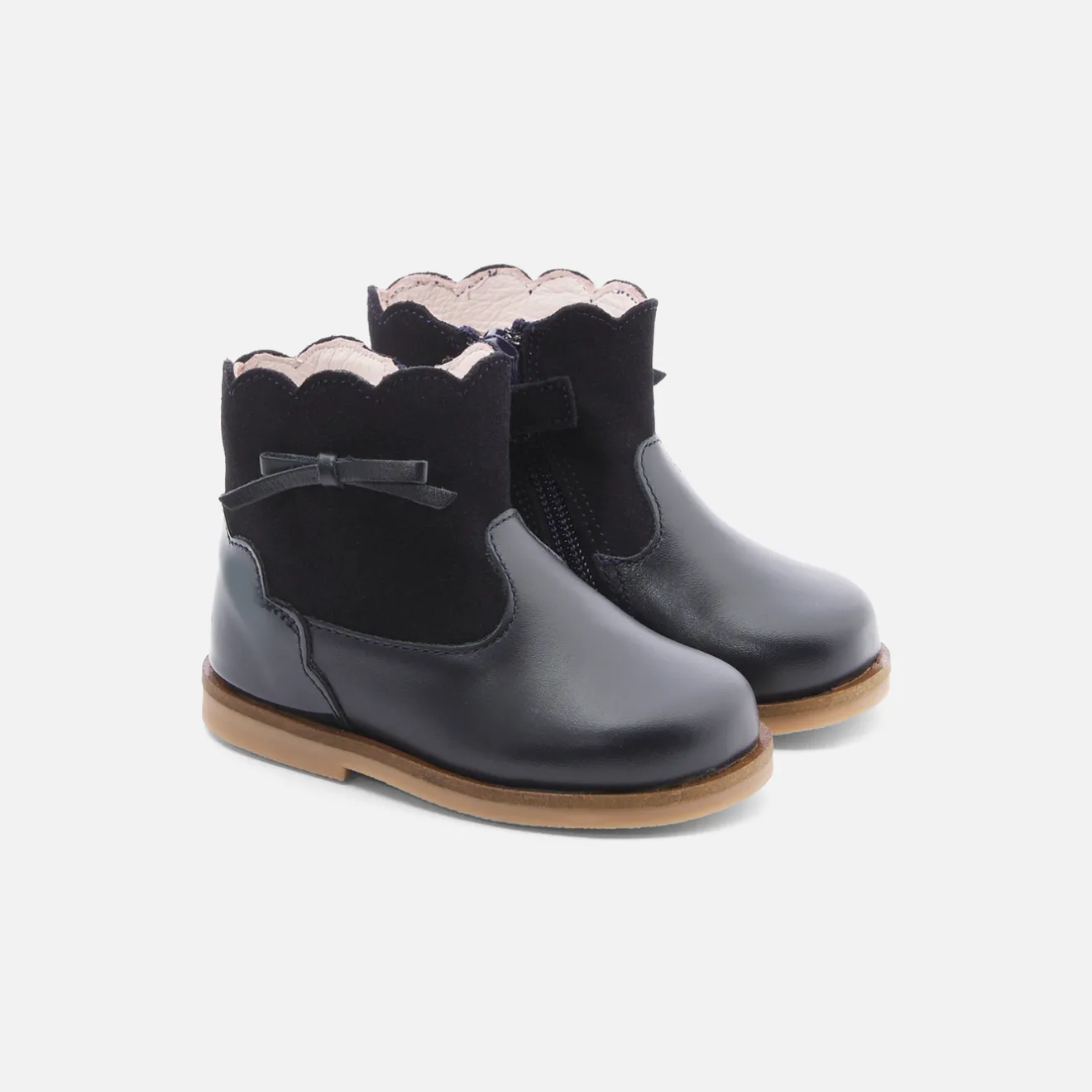 Jacadi Ankle & Lined Boots|Baby girl leather boots Jacadi Navy