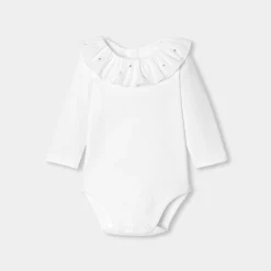 Jacadi Bodysuits|Baby girl long-sleeved bodysuit Jacadi White