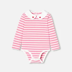 Jacadi Bodysuits|Baby girl long-sleeved bodysuit White/Pink
