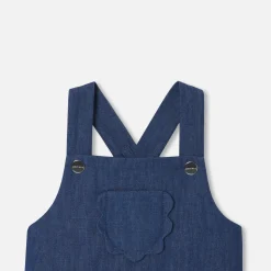 Jacadi Bloomers, Overalls And Sets|Baby girl overalls in soft denim Dark Denim