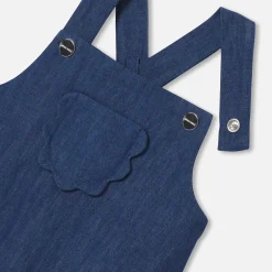 Jacadi Bloomers, Overalls And Sets|Baby girl overalls in soft denim Dark Denim
