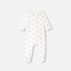 Jacadi Pajamas|Baby girl pajamas in fleece White/Multicolour