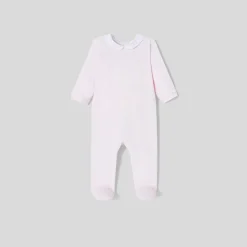 Jacadi Pajamas|Baby girl pajamas in velvet bouclette Jacadi pale Pink