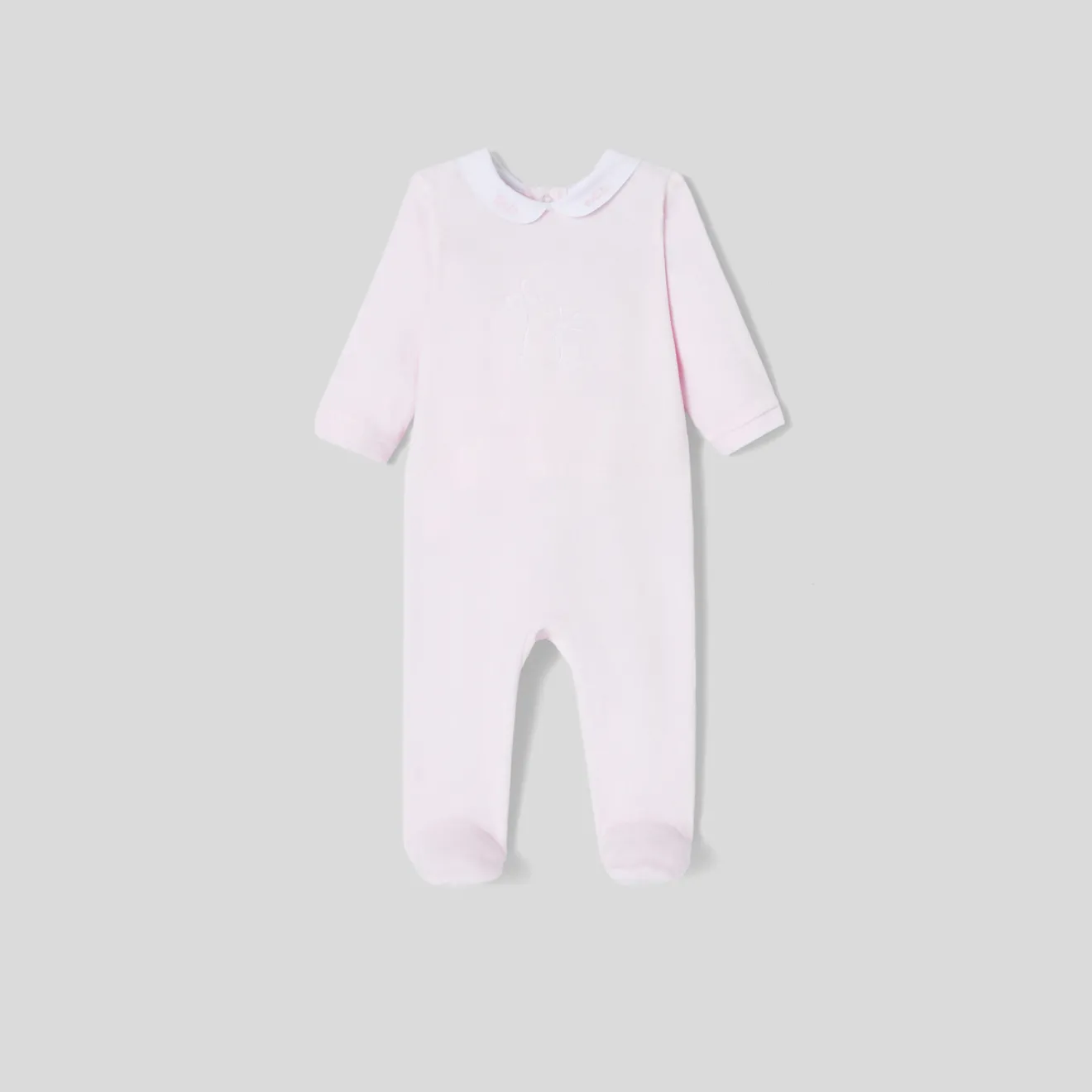 Jacadi Pajamas|Baby girl pajamas in velvet bouclette Jacadi pale Pink
