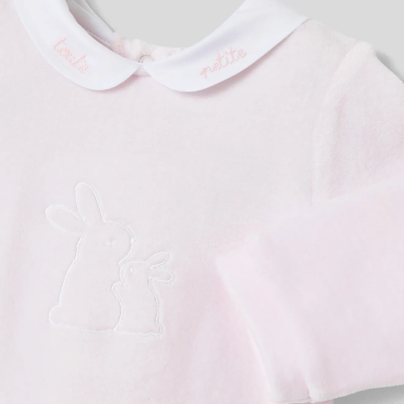 Jacadi Pajamas|Baby girl pajamas in velvet bouclette Jacadi pale Pink