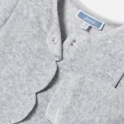 Jacadi Pajamas|Baby girl pajamas in velvet bouclette Jacadi light Heather Grey