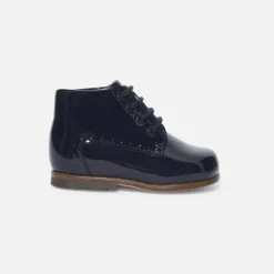 Jacadi Ankle & Lined Boots|Baby girl patent leather booties Jacadi Navy