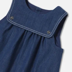 Jacadi Dresses|Baby girl pinafore dress in lightweight denim Dark Denim