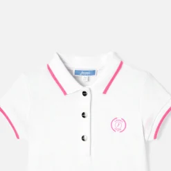 Jacadi Dresses|Baby girl polo dress White/Pink