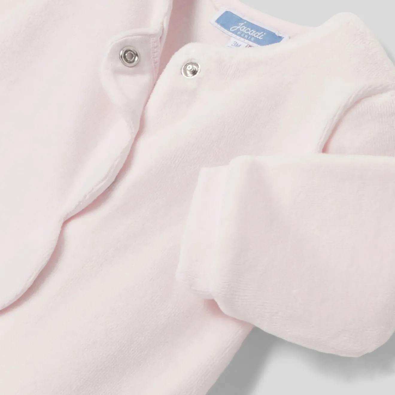 Jacadi Pajamas|Baby girl pyjamas in velvet bouclette Jacadi pale Pink