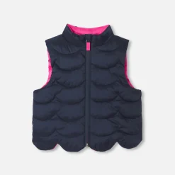 Jacadi Coats And Outerwear|Toddler Coats & Puffer Jackets|Baby girl reversible sleeveless padded jacket Pink/Multicolour
