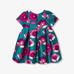 Jacadi Dresses|Baby girl satin dress Blue/Multicolour