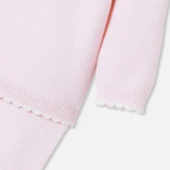 Jacadi Bloomers, Overalls And Sets|Baby girl set in garter stitch Jacadi pale Pink