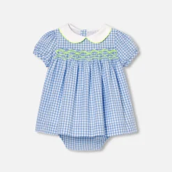 Jacadi Dresses|Baby girl short-sleeved dress Blue/White