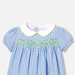 Jacadi Dresses|Baby girl short-sleeved dress Blue/White