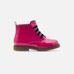 Jacadi Ankle & Lined Boots|Baby girl smooth leather booties Fuchsia