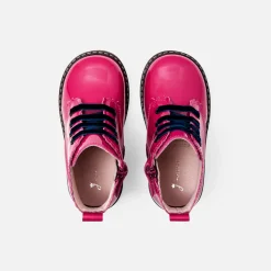Jacadi Ankle & Lined Boots|Baby girl smooth leather booties Fuchsia