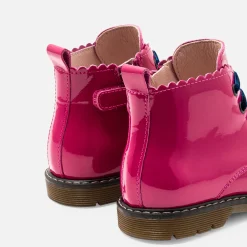 Jacadi Ankle & Lined Boots|Baby girl smooth leather booties Fuchsia