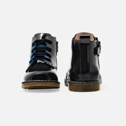 Jacadi Ankle & Lined Boots|Baby girl smooth leather booties Jacadi Navy